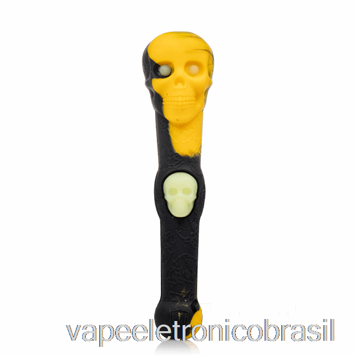 Vape Recarregável Stratus Crânio Dipper Silicone Dab Palha Sol (preto / Amarelo)